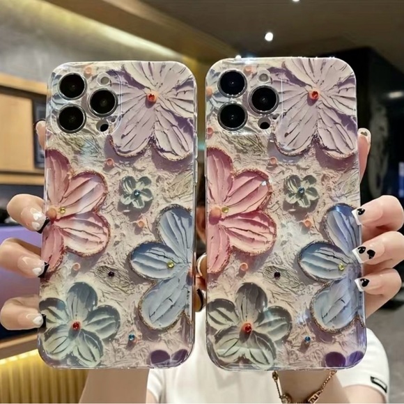 🌸 New! Vintage Dimensional Floral Phone Case w Rhinestones - iPhone 14 Pro Max - Picture 3 of 4